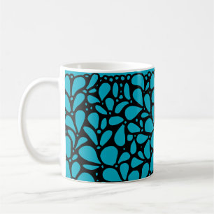 Caneca De Café Doodle azul e preto