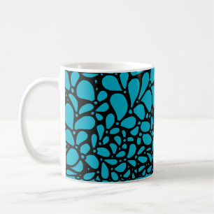 Caneca De Café Doodle azul e preto