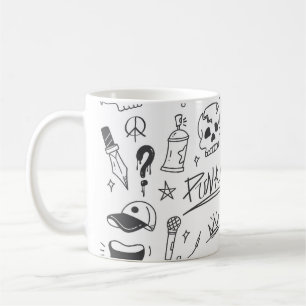 Caneca De Café Doodles de grafite: Punk Music Scribble