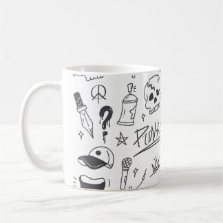 Caneca De Café Doodles de grafite: Punk Music Scribble