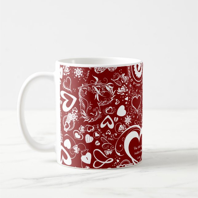 Caneca De Café Doodles do Coração (Esquerda)