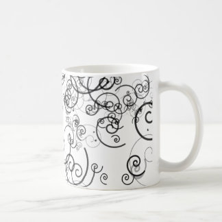 Caneca De Café Doodles preto e branco artísticas dos redemoinhos