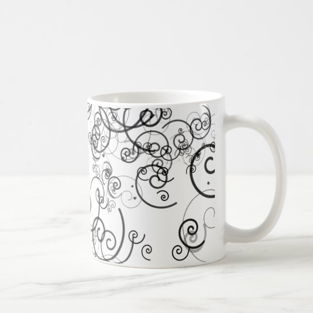 Caneca De Café Doodles preto e branco artísticas dos redemoinhos (Direita)