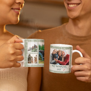 Caneca De Café Doodles Verdes Brancos Natal 6 Presente para a Fam