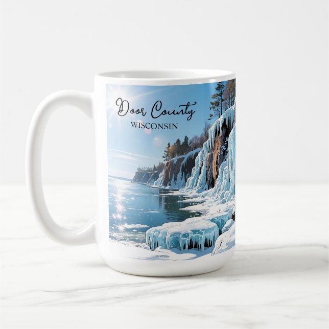 Caneca De Café Door County Wisconsin | Frozen Winter   (Esquerda)