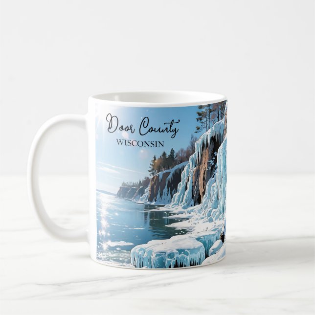 Caneca De Café Door County Wisconsin | Frozen Winter   (Esquerda)