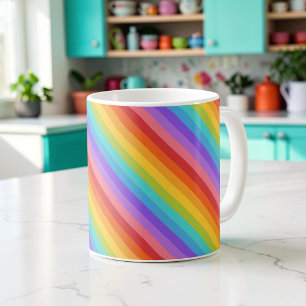 Caneca De Café Dopamine Decoração Listras Arco-Íris Brilhantes