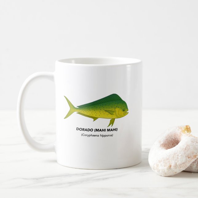 Caneca De Café Dorado (Mahi Mahi) - Animais Marinhos da Califórni (Com Donut)
