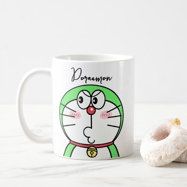 Caneca De Café Doraemon Mini Sarcástico (Com Donut)