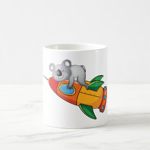 Caneca De Café Dormindo Koala no foguete Colorido