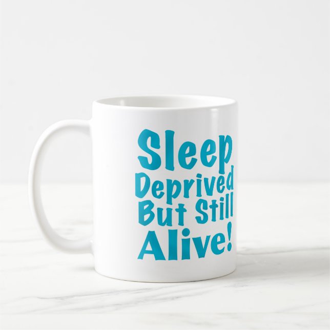 Caneca De Café Dormir Privado, mas ainda vivo de azul (Esquerda)