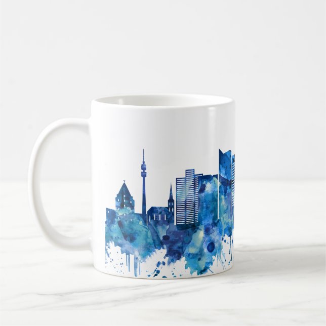 Caneca De Café Dortmund Alemanha Skyline Blue (Esquerda)