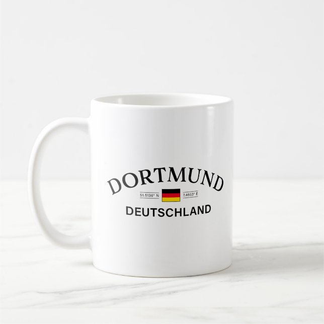 Caneca De Café Dortmund Deutschland Coordenadas Alemão (Esquerda)