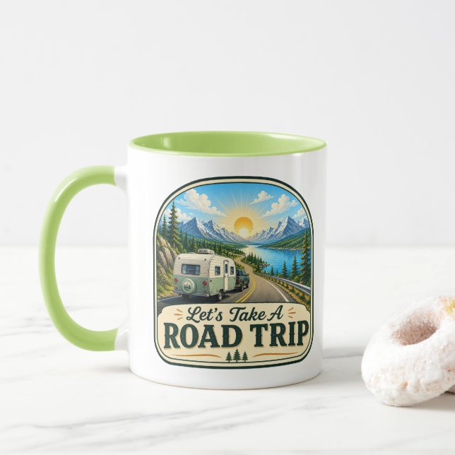 Caneca de Café dos Acampantes - Vamos Fazer uma Vi (Com Donut)