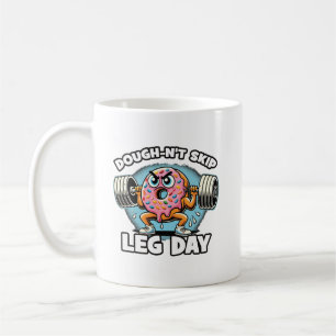 Caneca De Café Dough-n Skip leg Day - Engraçado ginásio de Rosqui