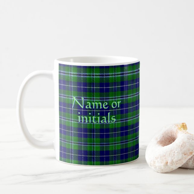 Caneca De Café Douglas Oficial Tartan com monograma/nome (Com Donut)