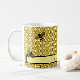 CANECA DE CAFÉ DOURADA ABELHA NEGRA AMARELO-AMARELO