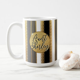 Caneca De Café Dourada Bougie Stripes Coffee Mug Personalizado