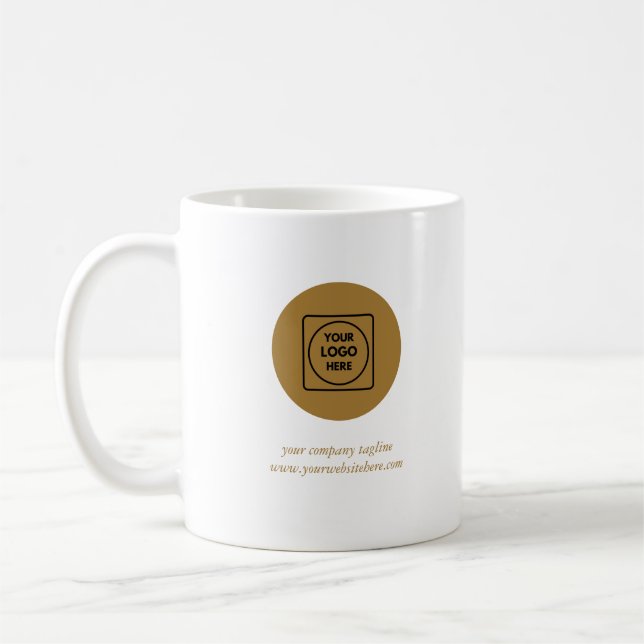 Caneca de Café Dourada com Logotipo Personalizado  (Esquerda)