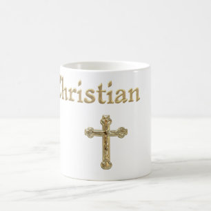 Caneca De Café Dourada Cruz Cristã