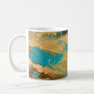 Caneca De Café Dourada design de textura de marmoreado. Manteiga