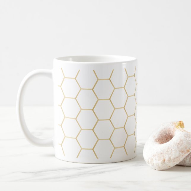 Caneca de café dourada do favo de mel (Com Donut)