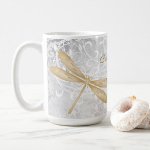 Caneca De Café Dourada Dragonfly Personalizada Coffee Mug