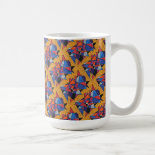 Caneca De Café "Dourada e as joias enroladas" Abstrato