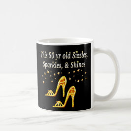CANECA DE CAFÉ DOURADA GLITTERY 50ª RAINHA DE CALÇADO DE ANIVERSÁ