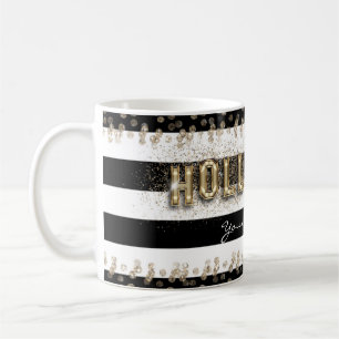Caneca De Café Dourada Hollywood Black & White Strips Coffee Mug
