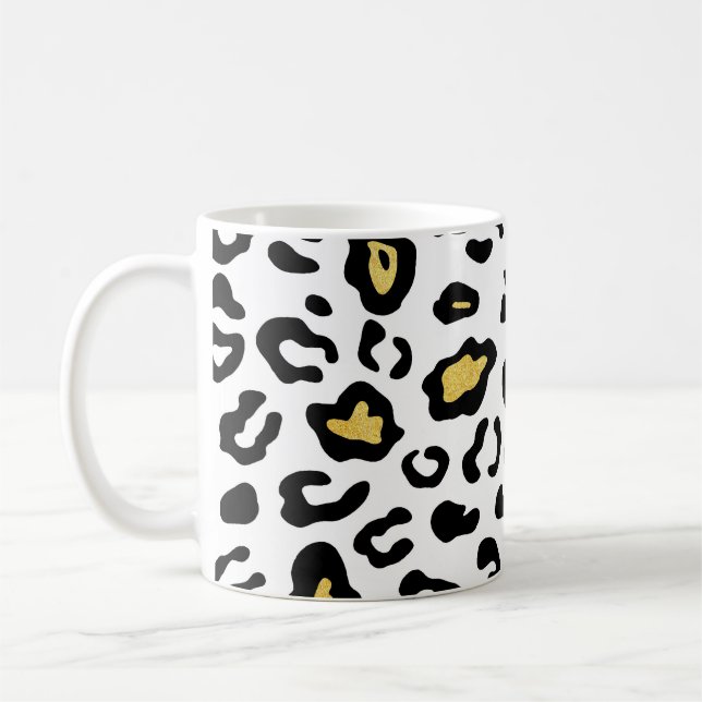 Caneca De Café Dourada impressão leopardo, padrão perfeito. (Esquerda)