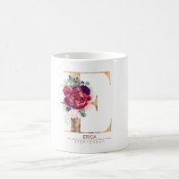 Dourada Largura E Monograma Floral Borgonha Vermel