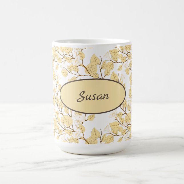 Caneca De Café Dourada Manhã Branca Flor Glória (Centro)
