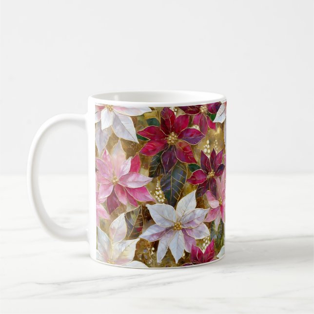 Caneca De Café Dourada Poinsettia Bronze Rosa-Rosa-Rosa-Rosa-Bron (Esquerda)