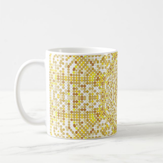 Caneca De Café Dourada textura de padrão com mosaicos de ouro no  (Esquerda)