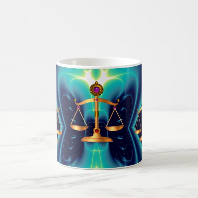 Caneca De Café DOURADAS ESCALAS JURÍDICAS COM PEDRAS GEM, Símbolo (Centro)