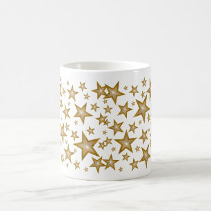 Caneca De Café Douradas estrelas brancas