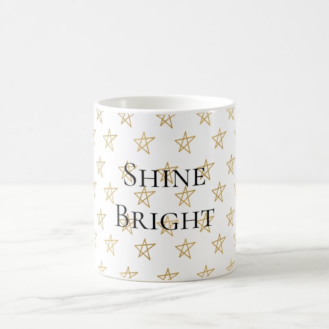 Caneca De Café Douradas estrelas brilham (Centro)