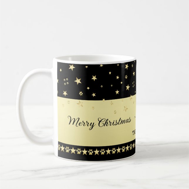 Caneca De Café Douradas estrelas brilhantes de Natal, patas em ou (Esquerda)