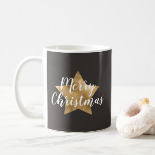 Caneca De Café Douradas estrelas marrom feliz Natal