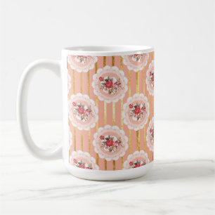 CANECA DE CAFÉ DOURADAS FITAS E FLORES DE ÁGUA DE PEQUENAS PEQUEN