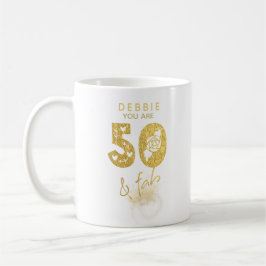 Caneca De Café Dourado 50 e Fab personalizado