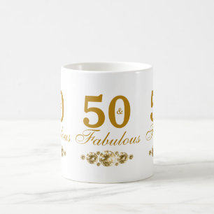 Caneca De Café Dourado 50 e Fabuloso 50º aniversário