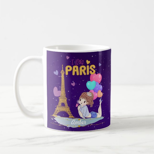 Caneca De Café Dourado Adoro Torre Eiffel Paris          (Esquerda)