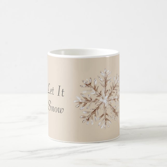 Caneca De Café Dourado Branco Deixe Nevar Floco de Neve (Centro)