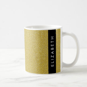 Caneca De Café Dourado brilho, brilho brilhante, seu nome
