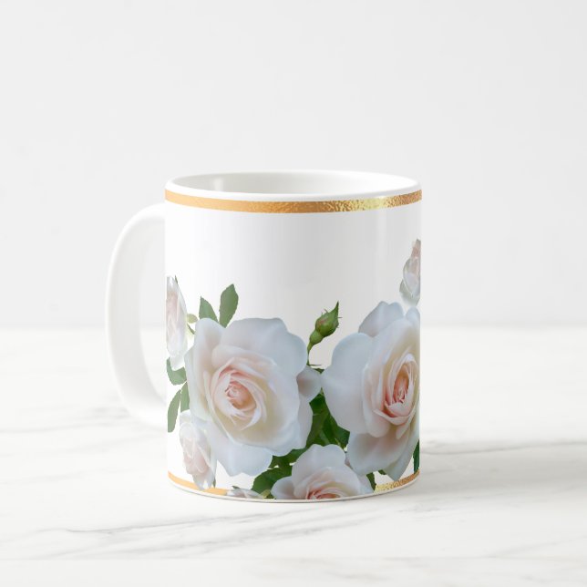 Caneca De Café Dourado Café Floral (Frente Esquerda)
