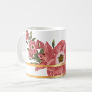 Caneca De Café Dourado Café Floral