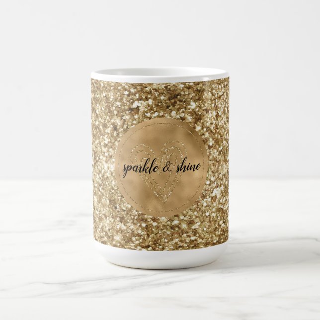 Caneca De Café Dourado Confetti Glitter Heart (Centro)