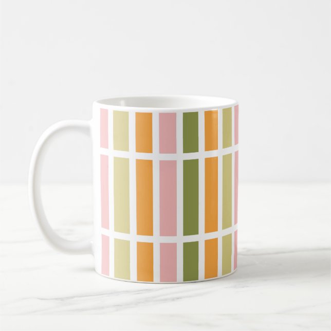Caneca De Café Dourado Cor-de-rosa laranja e faixas verdes (Esquerda)